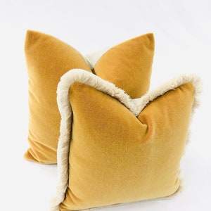 Pillow Cover, High End Mohair Velvet Pillow Cover, in Mustard Pillow Cover, Custom Decorative High End Pillows