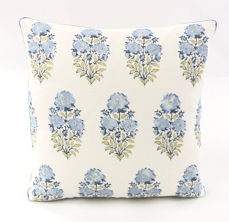Pillow Cover Lisa Fine Pillow Cover Mughal Flower in Blue Etsy