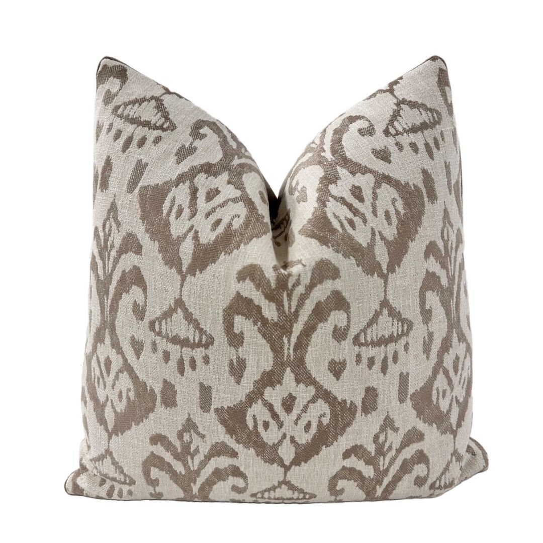 Pillow Cover, High End Ikat in Natural Colorway Pillow Cover, Custom Decorative High End Pillow Covers