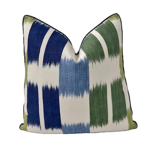 Pillow Cover, Thibaut, Kasuri // Made to Order // Decorative High End Pillow Covers, Designer Fabrics Pillow Covers