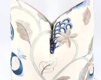 Colefax & Fowler - Paradise Garden in Blue/Cream - Handcrafted Decorative  Pillow Cover High-End Designer Throw Pillow