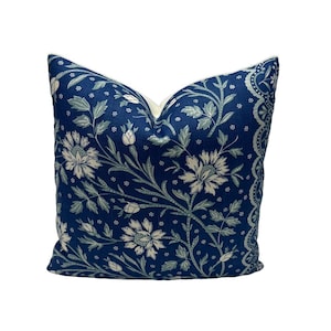 Brunschwig & Fils - Verrieres in Blue - Pillow Cover Designer Fabric Handcrafted Decorative Pillow High-End Designer Home Decor