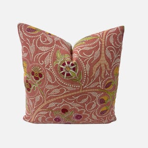 Raoul Textiles - Indira in Rouge Pillow Cover, Designer Fabric Handcrafted Decorative Pillow, High-End Designer Throw Pillow, Home Decor