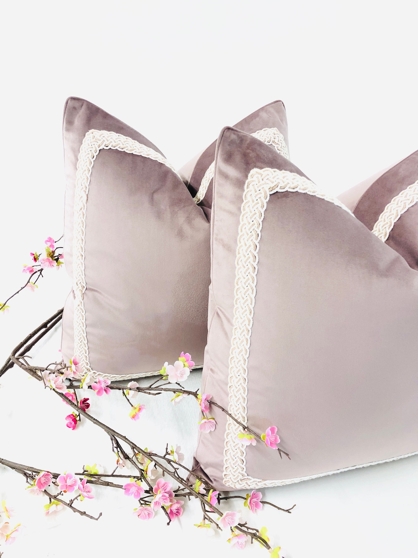 Dusty Rose Plush Velvet Pillow, Decorative High End Pillow Covers ...