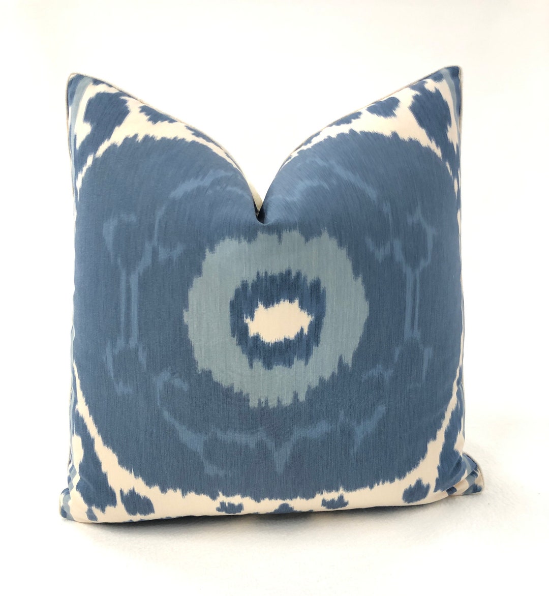 Pillow Cover, Schumacher, Samarkand Ikat II in Porcelain Pillow Cover