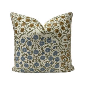 Lee Jofa - Sameera en zafiro/oro - Funda de almohada // HECHA A PEDIDO // Almohada decorativa artesanal de tela de diseñador, almohada decorativa de alta gama