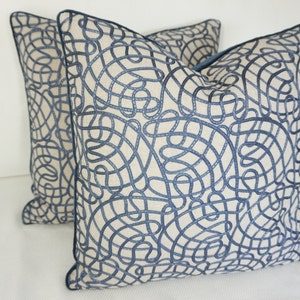 Pierre Frey - Shibao in Céleste, Pillow Cover, Designer Fabric Handcrafted Decorative Pillow, High-End Designer Throw Pillow, Home Decor