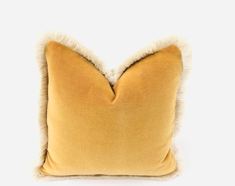 Pillow Cover, High End Mohair Velvet Pillow Cover, in Mustard Pillow Cover, Custom Decorative High End Pillows