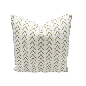 Minimalist Boho Arrows in Gold/White - Pillow Cover Designer Fabric Handcrafted Decorative Pillow High-End Designer Throw Pillow Home Decor