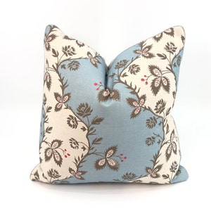Bramalta Grimpante Blue/Brown on Natural, Decorative High End Pillow Covers, Designer Fabrics
