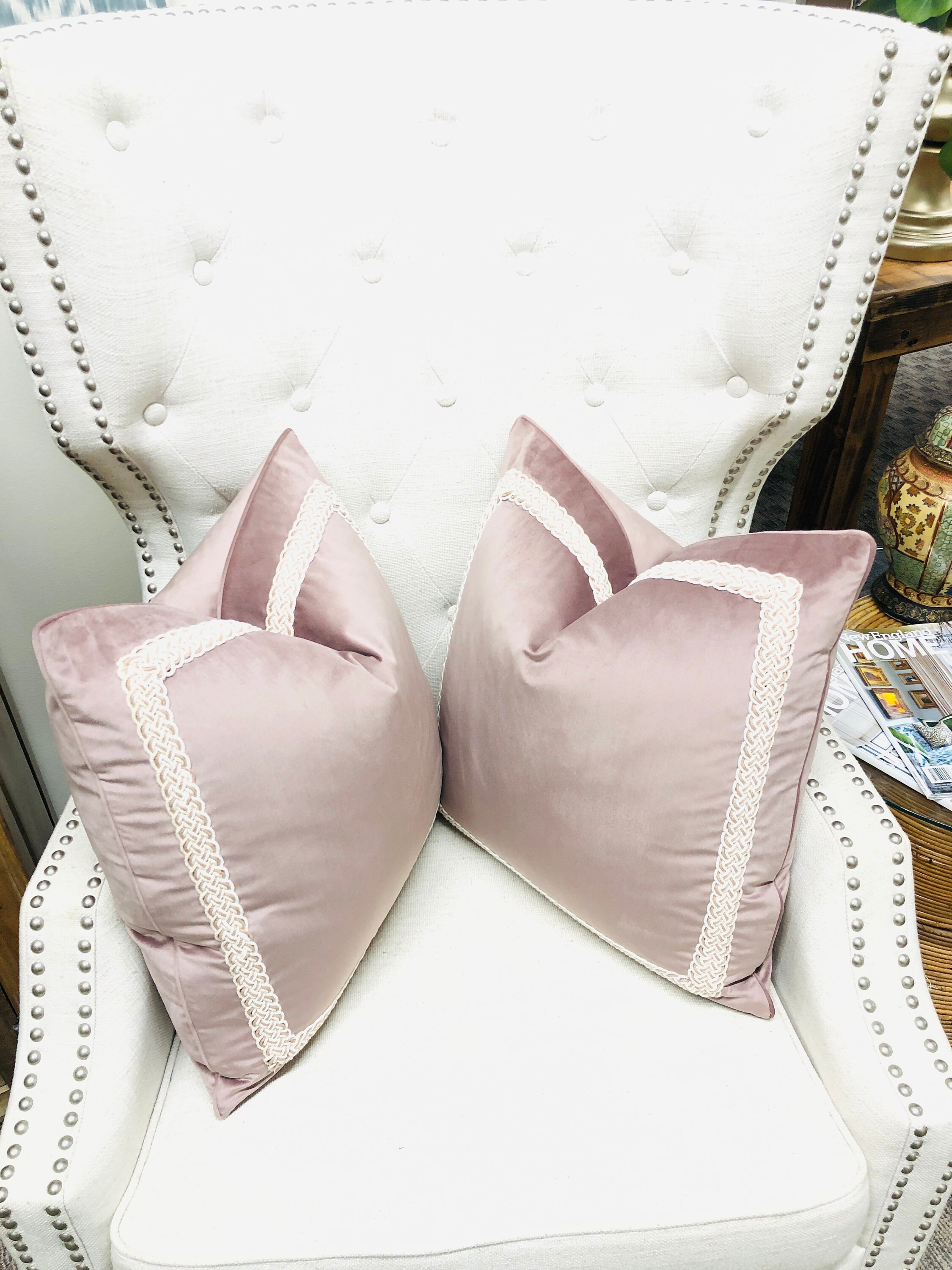 Dusty Rose Plush Velvet Pillow, Decorative High End Pillow Covers ...