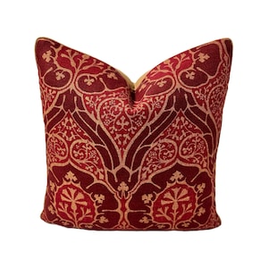 Morris & Co - Voysey in Red - Pillow Cover, Custom Decorative High End Pillow Covers, Designer Fabrics Pillow Cover