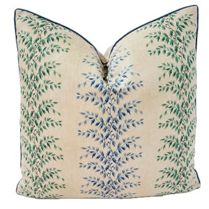Pillow Cover, Décor Barbares, Rayures Datcha in Green & Blue Pillow Covers // Made to Order // Custom Decorative High End Pillow Covers