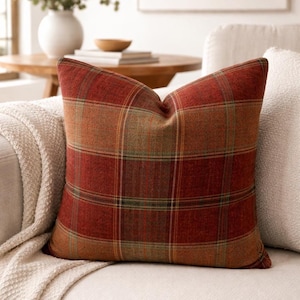Lee Jofa - Shetland Plaid in Russet, Designer Fabric //MADE TO ORDER// Decorative Pillow, High-End Designer Throw Pillow,