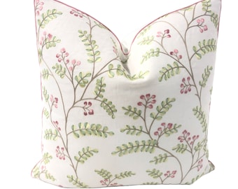 Jane Churchill - Delphine in Pink and Green - Pillow Cover// MADE TO ORDER// Designer Fabric Handcrafted Decorative Pillow High-End Designer