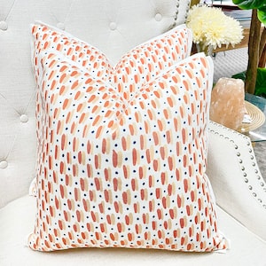 Rebecca Atwood Marconi in Coral/Navy, Decorative High End Pillow Covers, Designer Fabrics