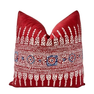 Pillow Cover, Thibaut /Anna French Pillow Cover, Javanese Stripe in Red Pillow Cover, Decorative High End Pillow Covers, Designer Fabrics