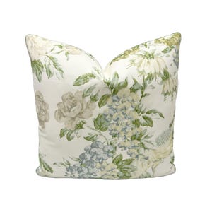Lee Jofa/Suzanne Rheinstein - Montecito Floral in Sky Green - Pillow Cover Designer Fabric Handcrafted Decorative Pillow High-End