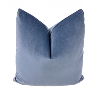 Pillow Cover, Schumacher Pillow Cover, Rocky Performance Velvet in Cornflower Pillow Cover, Decorative High End Pillow Covers