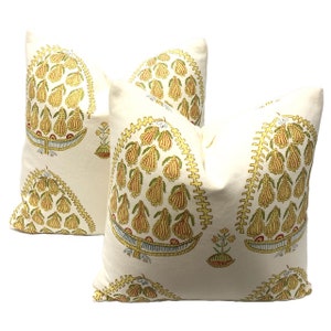 Pillow Cover, Raoul Textiles Pillow Cover, Fig in Maize Pillow Cover, Decorative High End Pillow Covers, Designer Fabrics Pillow Covers