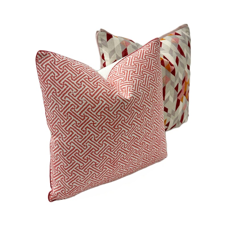 Quadrille - Java Java i rosa - Örngott Handgjord dekorativ kudde i designertyg, exklusiv designerkudde, heminredning bild 7