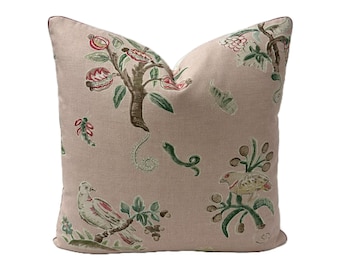 Schumacher - Colección de animales mágicos en telas de diseño color rubor, funda de almohada