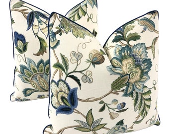 Pillow Cover, P. Kaufmann - Brissac in Sapphire - Pillow Cover, Decorative High End Pillow Covers, Designer Fabrics Pillow Cover