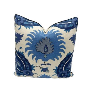 Brunschwig & Fils - Kashmiri in Sapphire Blue - Pillow Cover Designer Fabric Handcrafted Decorative Pillow High-End Designer Home Decor