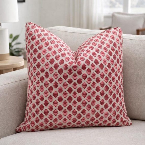 Thibaut - Sadie in Pink - Kissenbezug Designer Stoff Handgefertigtes Dekokissen High-End Designer Dekokissen