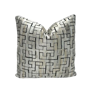Lee Jofa - Castor in Pewter/Ebony - Pillow Cover Designer Fabric Handcrafted Decorative Pillow High-End Designer Throw Pillow