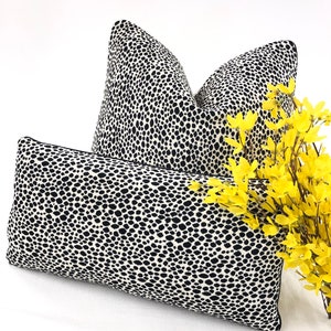 Decorative High End Pillow Covers, Animal Print Black and White Designer Fabrics, Accent Throw Pillow & Cushion Cover