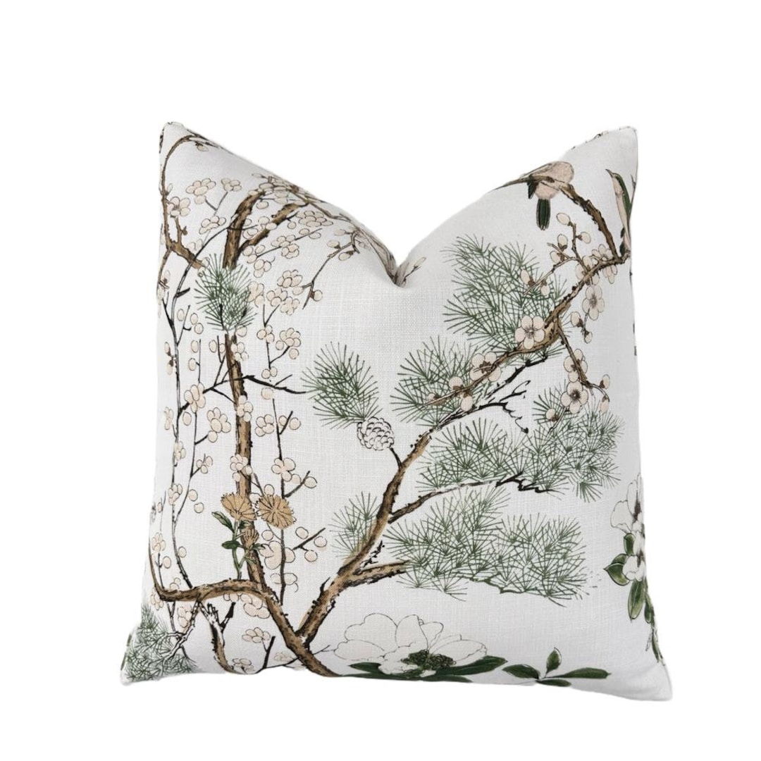 Pillow Cover Thibaut Katsura Grand Palace Green and White