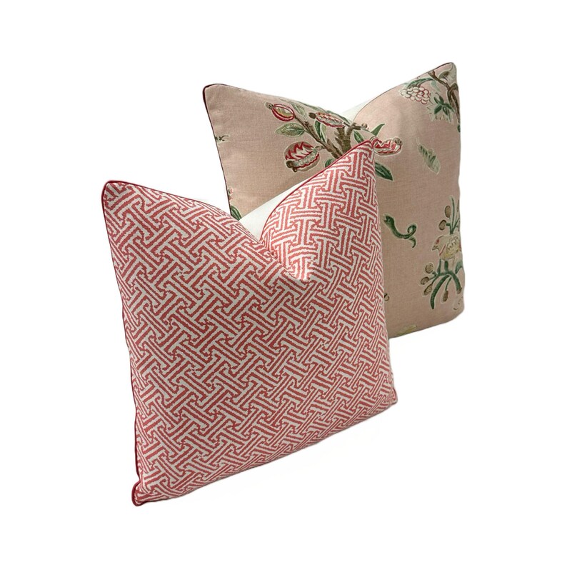 Quadrille - Java Java i rosa - Örngott Handgjord dekorativ kudde i designertyg, exklusiv designerkudde, heminredning bild 6