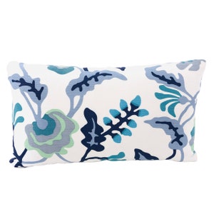 Quadrille - Potalla in Multi Blues on White. Pillow Cover// MADE TO ORDER// Designer Fabric Decorative Pillow High-End Designer Throw Pillow