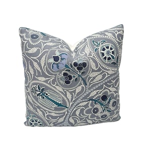 Raoul Textiles - Indira in Indigo. Pillow Cover, Designer Fabric Handcrafted Decorative Pillow, High-End Designer Throw Pillow, Home Decor