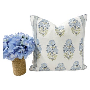 Pillow Cover, Lisa Fine Pillow Cover, Mughal Flower in Monsoon Blue // MADE TO ORDER // Pillow Cover, High End Designer Pillow Covers