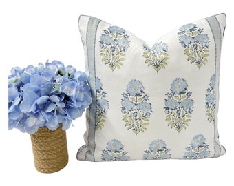 Pillow Cover, Lisa Fine Pillow Cover, Mughal Flower in Monsoon Blue // MADE TO ORDER // Pillow Cover, High End Designer Pillow Covers