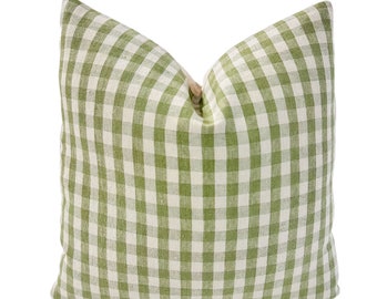 Colefax & Fowler - Minack Check in Leaf - Pillow Cover// MADE TO ORDER// Designer Fabric Decorative Pillow, High-End Designer Throw Pillow