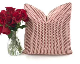 Almohada roja vintage de diseñador, fundas de almohada decorativas de alta gama, telas de diseño, almohada decorativa y funda de cojín
