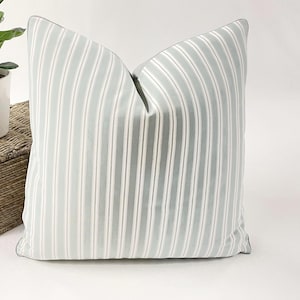Jane Churchill - Linhope Stripe in Aqua - Pillow Cover// MADE TO ORDER// Designer Fabric Decorative Pillow, High-End Designer Throw Pillow