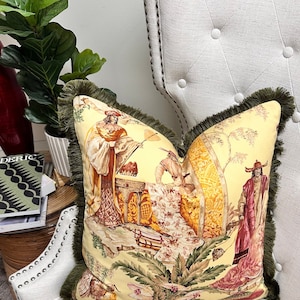 Pierre Frey - Le Marchand D&#39;Etoffes, Linen Pillow Cover, Designer Fabric Handcrafted Decorative Pillow, High-End Designer Throw Pillow