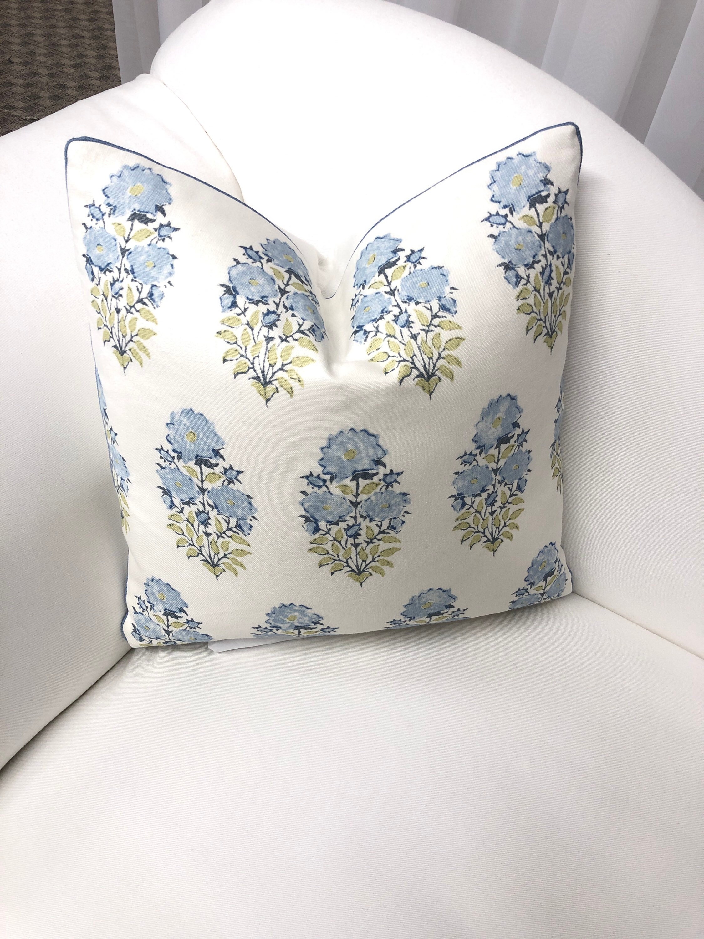 Pillow Cover Lisa Fine Pillow Cover Mughal Flower in Blue Etsy