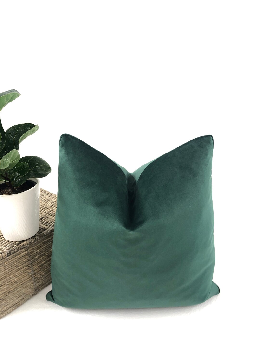 Green Plush Velvet Pillow Decorative High End Pillow Covers Etsy