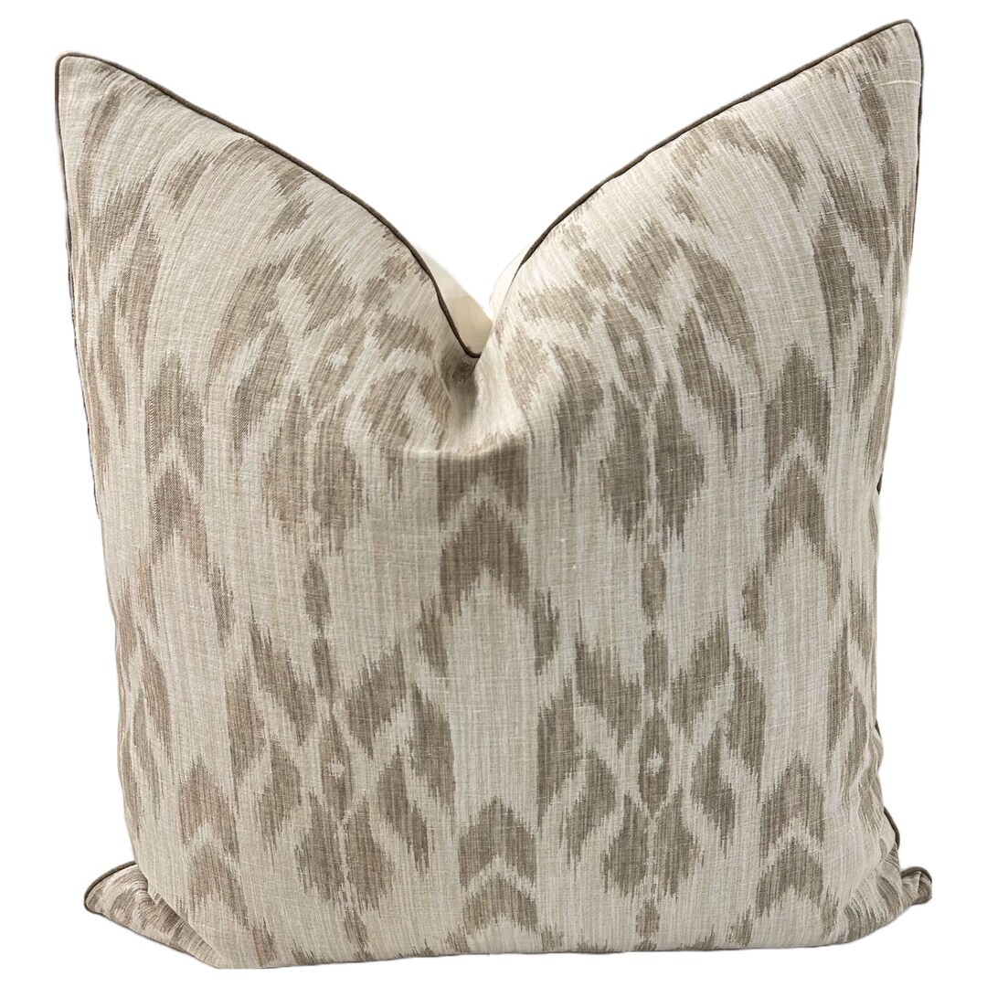 Pillow Cover, High End Ikat in Natural Colorway Pillow Cover, Custom Decorative High End Pillow