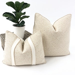 Schumacher - Greek Key in Sand. Pillow Cover, //MADE TO ORDER// Designer Fabric, High-End Designer Throw Pillow, Home Decor