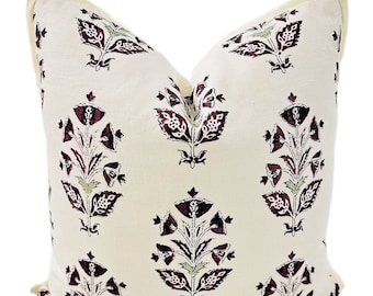 Pillow Cover, Namay Samay, Bahaar in Pinot  Pillow Cover, Custom Decorative High End Pillow Covers, Designer Fabrics Pillow Cover