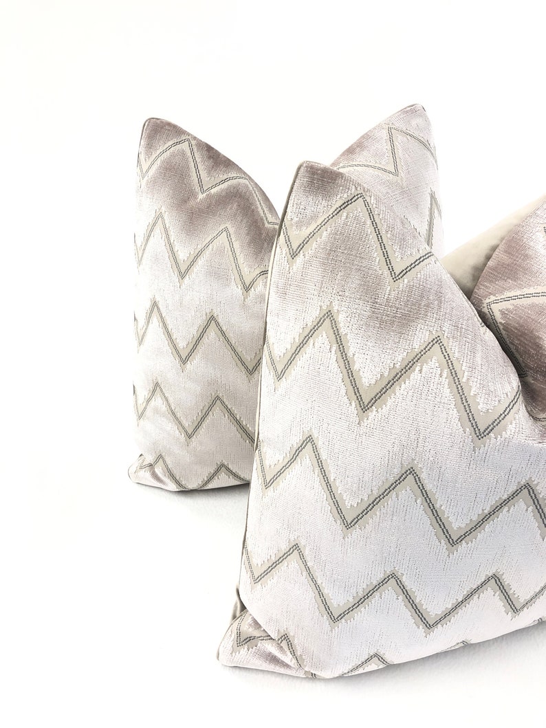 Pillow Cover, Schumacher Pillow Cover, Chevron Velvet Blush in Rose ...
