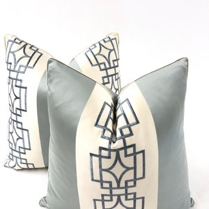 Cowtan and Tout, Chinois Stripe in Blue, Decorative High End Pillow Covers, Designer Fabrics