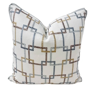 Colefax and Fowler - Devon in Sky Cream - Pillow Cover// MADE TO ORDER// Designer Fabric Decorative Pillow, High-End Designer Throw Pillow