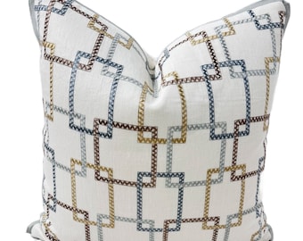Colefax en Fowler - Devon in Sky Cream - Kussensloop// OP BESTELLING GEMAAKT// Designer Fabric Decoratief kussen, High-End Designer Throw Pillow